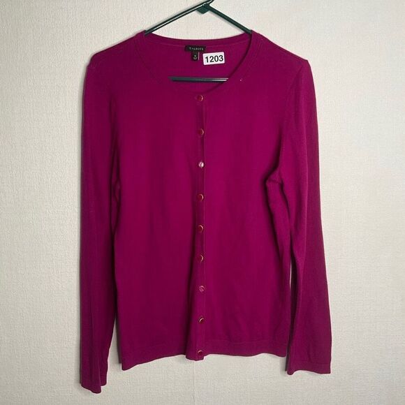 Talbots Cardigan Button Sweater Magenta Purple Raspberry‎ Cashmere Touch size M - Picture 3 of 10